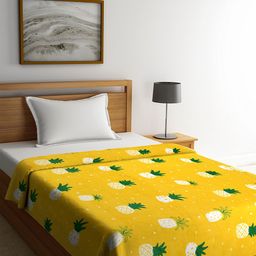 Cortina Yellow & White Tropical AC Room 250 GSM Single Bed Blanket-image-40