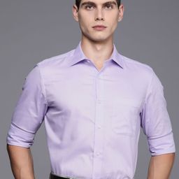 Louis Philippe Pure Cotton Self Design Textured Classic Opaque Formal Shirt-image-12