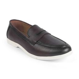 Tresmode Men Ferra Brown Leather Driving Penny Loafers-image-30