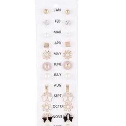 Honbon Set Of 12 Gold-Plated Pearls Beaded Circular Shape Studs image 2