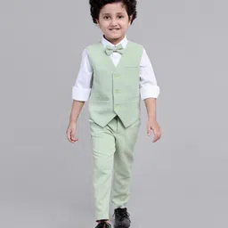 Mark & Mia Full Sleeves 3 Piece Party Suit- Green-picture-11