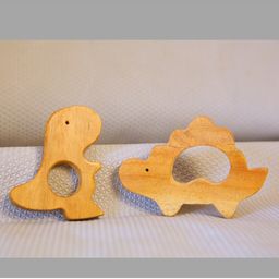 Taruh Kids Stegosaurus & Brontosaurus Shaped Neem Teether - Brown-25