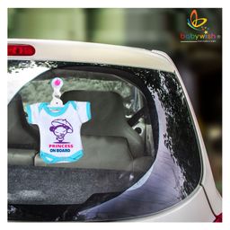 babywish Baby on Board Car Decals Cloth Safety Sign Board Come with One Hanger & One Large Vaccum Suction Princess On Board Umbrella Print - Blue-image-57