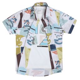 CAVIO Cotton Half Sleeves Abstract Printed Shirt And Tee - Multi Colour-image-36