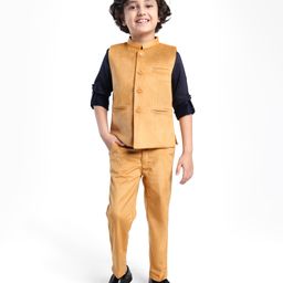 Robo Fry Woven Full Sleeves Polka Dots Print 3 Piece Party Suit - Yellow-image-63