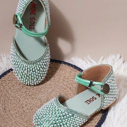 Mine Sole Pearl Detailed Sandals - Sea Green-image-62