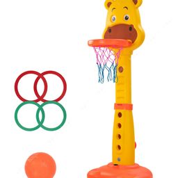 Baybee 4 in 1 Basketball for Kids with 6 Height Adjustable Stand, Basketball Hoop & Ring | Preschool Kids Play Area Indoor & Outdoor Toy Games for Kids-image-0