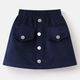 Mark & Mia Knee Length Solid ColourSkirt with Pockets- Navy-picture-15