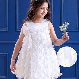 Mark & Mia Net Woven Sleeveless Party Dress With Bow & Butterfly Applique - White-image-20