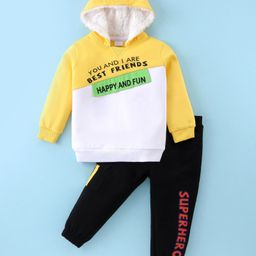 Mark & Mia Fleece Knit Full Sleeves Cut & Sew Winter Wear Suits With Hood & Graphics Print Detailing - Multi Colour-image-16
