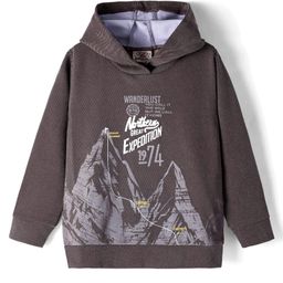 Rikidoos Full Sleeves Mountains & Typography Printed Hooded Light Winter Sweatshirt - Grey-picture-34