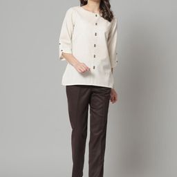 PowerSutra Women Solid Boat Neck Cotton Top-image-44