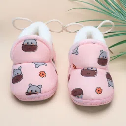Baby Moo Girls Cotton Soft Slip-On Anti-Skid Plush Warm Booties-image-5