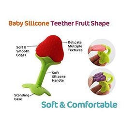 Numum Silicone Strawberry Orange & Apple Shape Teether Pack of 3 - Multicolour (Color and design may vary) image 4