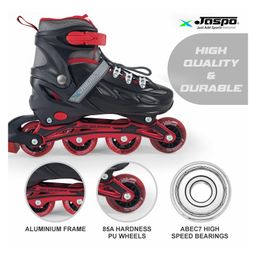 Jaspo Sparkle 2.0 Convertible & Adjustable Inline/Quad Roller Skates Large (24 to 26 Cms) (Red/Black) image 4