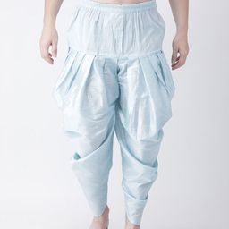 DEYANN Men Blue Solid Dupion Silk Dhoti-picture-56