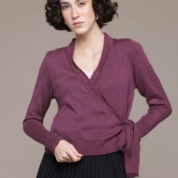 The Roadster Lifestyle Co. Pure Acrylic Tie-Up Wrap Cardigan-image-92