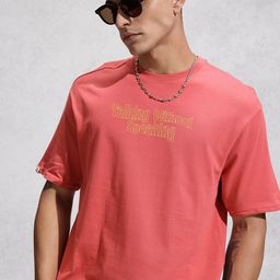 WROGN Typography Printed Drop-Shoulder Sleeves Pure Cotton Oversized T-shirt-image-77