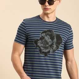 Being Human Pure Cotton Striped Applique T-shirt-image-99