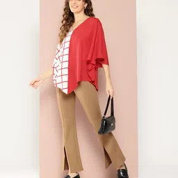 Qurvii Colourblocked Flared Sleeves Crepe Top-picture-13