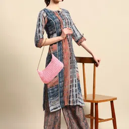 Sangria Printed Zari Kurta With Palazzos-picture-14