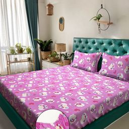KLOTTHE Kids Purple Printed 400 TC Pure Cotton King Double Bedsheet Set - 2.50 m x 2.25 m-image-67