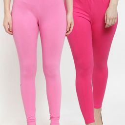 GRACIT Women Pack Of 2 Pink Solid Leggings-image-73