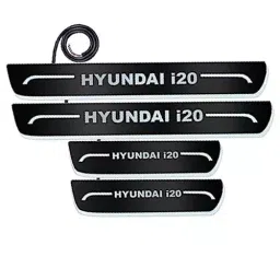 Auto Pearl Car Door Foot Step Led Sill/Scuff Plates Mirror Finish Black Compatible For Hyundai I20 T2 (2012-2014), LEDBlklPLATE_Blk_i20T22012_14 (Set of 4)-image-101