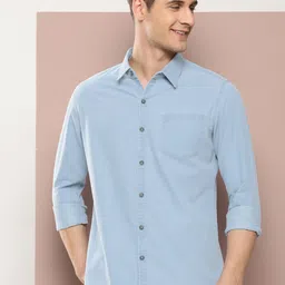 Harvard Men Classic Slim Fit Faded Pure Cotton Denim Casual Shirt-image-45