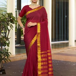 HERE&NOW Solid Zari Pure Crepe Banarasi Saree-30