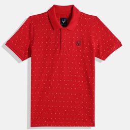 Allen Solly Junior Boys Micro Ditsy Printed Polo Collar Pure Cotton T-shirt-image-97