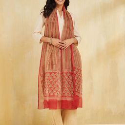 Fabindia Geometric Printed Cotton Silk Dupatta-10