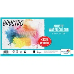 BRUSTRO Watercolour Paper A3 Cold pressed 300 GSM 25% Cotton white Color, (Pack of 6 Sheet)-39