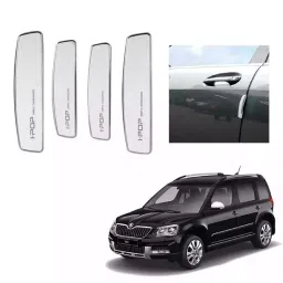 SPREADX Plastic Car Stylish I-Pop White Colour Elegant Door Guard Protection Universal Type Suitable for Skoda Yeti (Set of 4 Pcs)-42