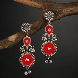 Anvik Silver Plated Circular Drop Earrings-picture-28