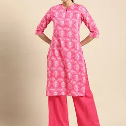 Anouk Women Geometric Printed Pure Cotton Kurta with Palazzos-image-68
