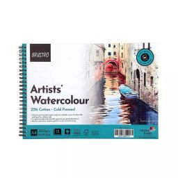 BRUSTRO Watercolour Paper Pad A4 Cold pressed 25% Cotton 300 GSM, (Pack of 15 Sheet)-28