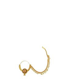 NIKYANKA Gold-Plated Artificial Stones Studded & Beaded Chained Nosepin-image-36