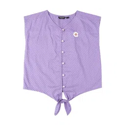 Style Quotient Girls Lavender Solid Shirt Style Pure Cotton Top-34