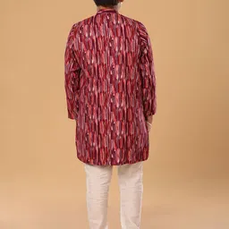 The Mini Trunk Boys Abstract Printed Regular Mandarin Collar Straight Kurta With Trousers image 5