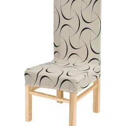 Yellow Weaves Beige-Coloured Printed Chair Cover-image-70