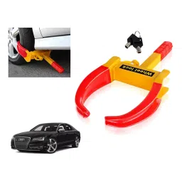 Auto Pearl Security Adjustable Anti Theft Yellow, Red Wheel Clamp Lock Compatible with Audi S8-image-83