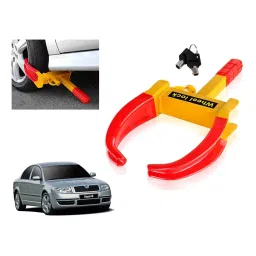 Auto Pearl Security Adjustable Anti Theft Yellow, Red Wheel Clamp Lock Compatible with Skoda Superb-image-90