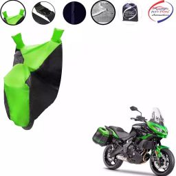 Auto Pearl Waterproof Two Wheeler Cover For Kawasaki Versys 650 (Green & Black)-image-90
