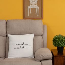 BandBox White & Black Single Embroidered Square Cushion Cover-8