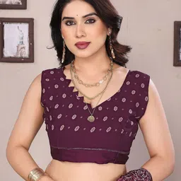 AMRUTKALA SAREES Floral Printed Block Print Saree with Blouse Piece image 3