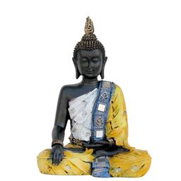 eCraftIndia Yellow & White Handcrafted Lord Buddha Showpiece-4