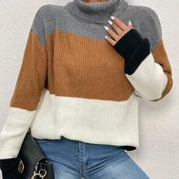 StyleCast Grey Colourblocked Pullover Sweater-image-38