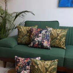 LUSHLYF 5 Pieces Green & Blue Floral Velvet Square Cushion Covers-image-15