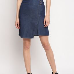 OTORVA Women Denim Blue Solid Pencil Mini Skirt-image-35
